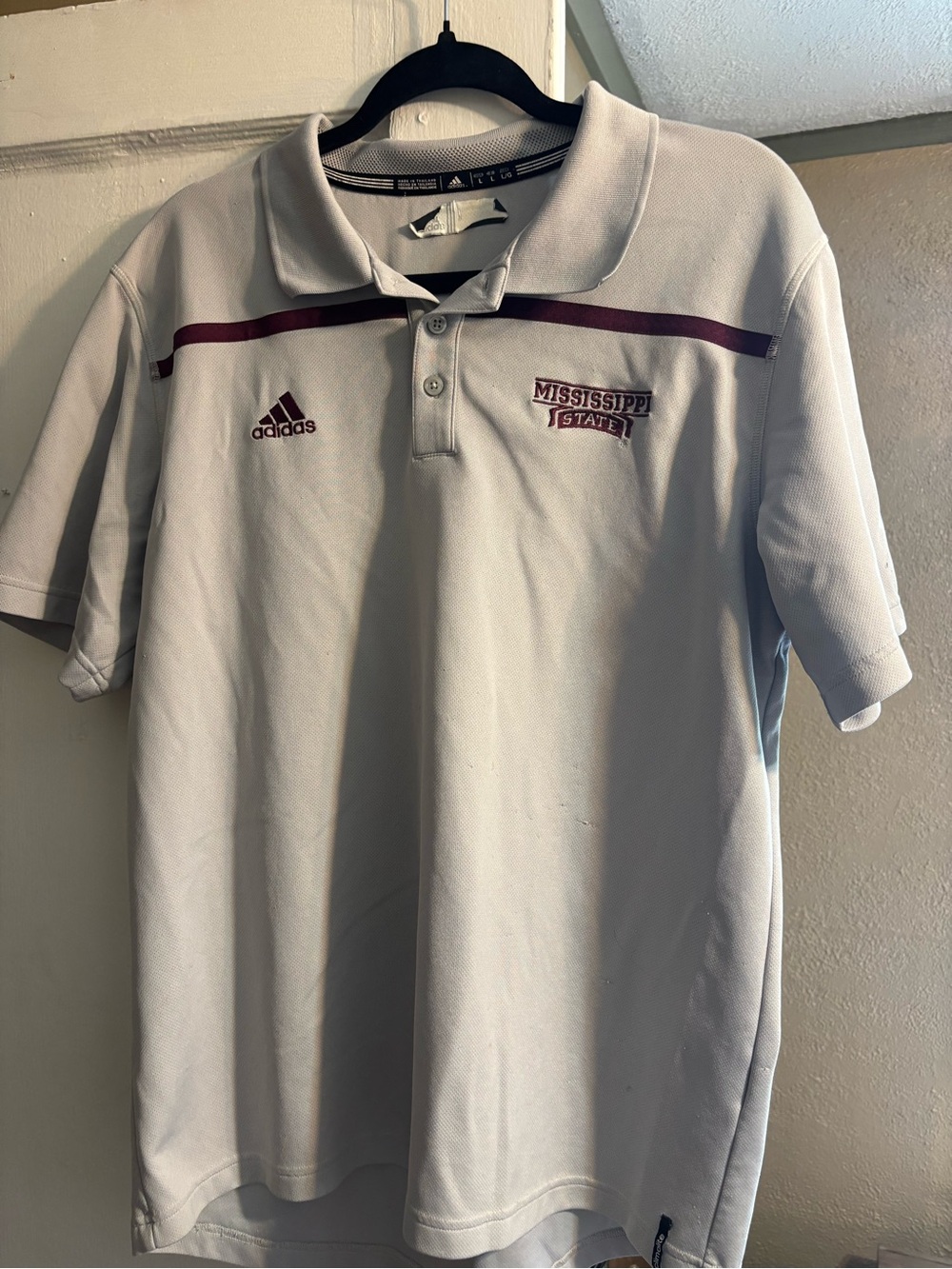 Adidas Mississippi State Gray Polo Shirt with Maroon Accents